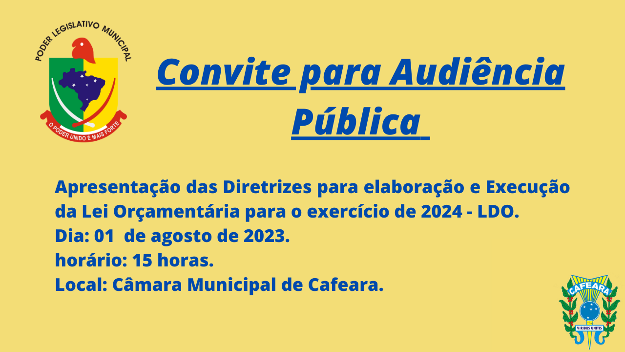 CONVITE PARA AUDIÊNCIA PÚBLICA - LDO